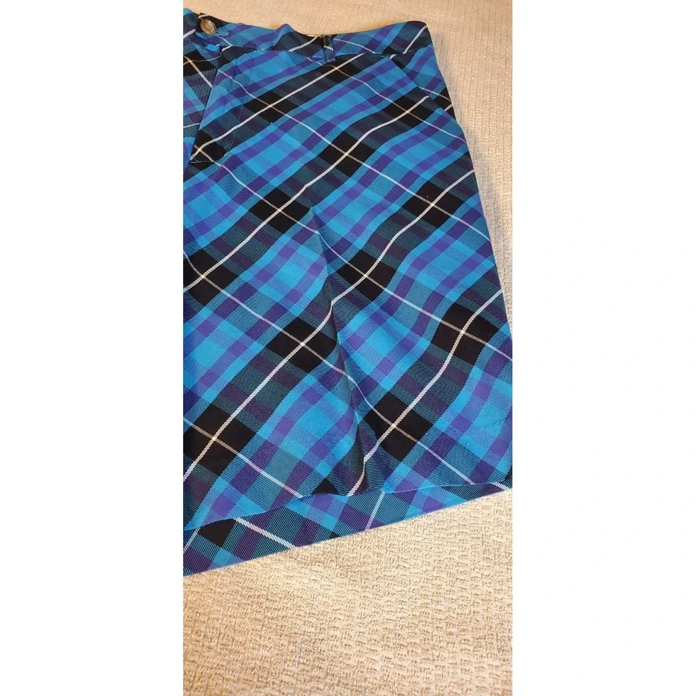 Royal & Awesome Men's golf shorts Sz 40 Blue Plaid Belt Loops 10.5